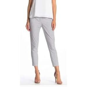 Amanda & Chelsea Ari Stripe Pant Modern Fit Ankle Flare Bottom White Gray NWT 2